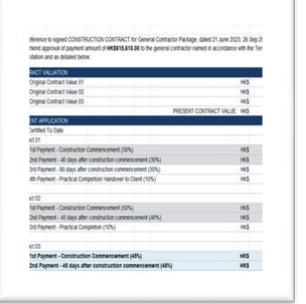 Payment Certificate Example